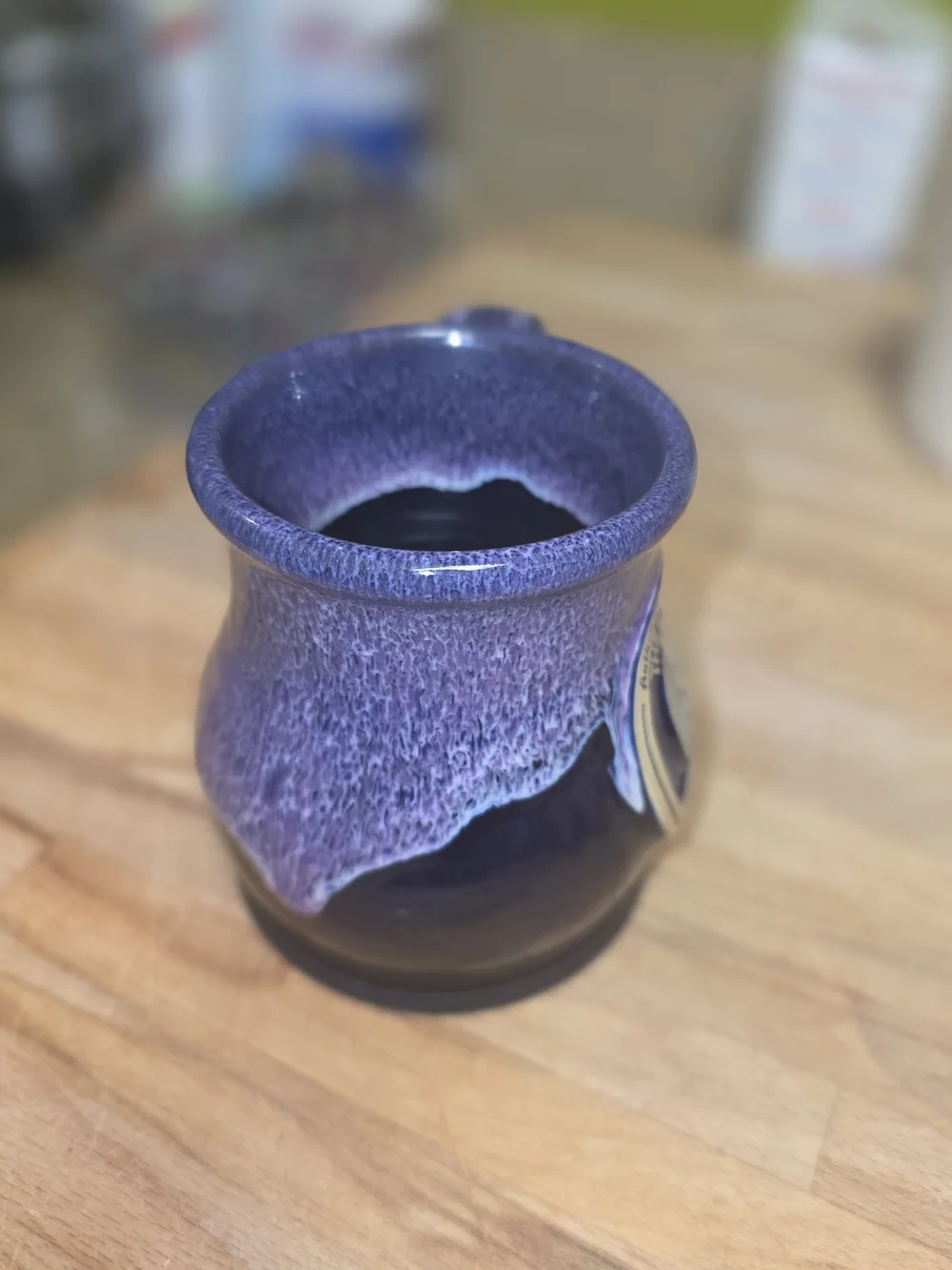 Purple Drip Ceramic Coffee Mug with Pancake House Medallion Poway And Temecula